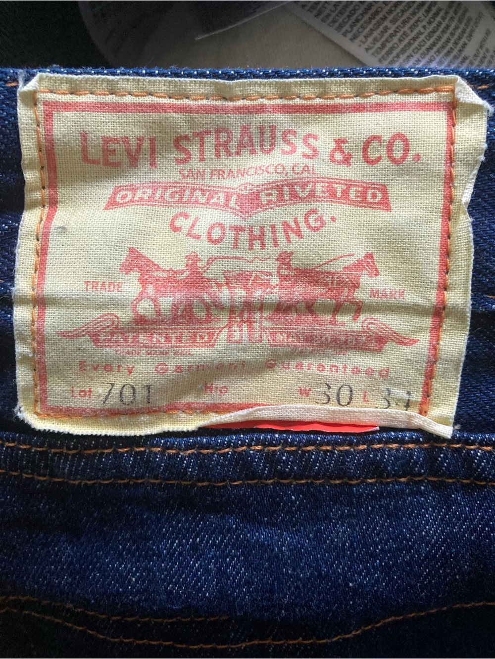 Levi's Vintage Clothing 1950s 701 Jeans High Rise Straight Selvedge Dark Indigo - Picture 8 of 16